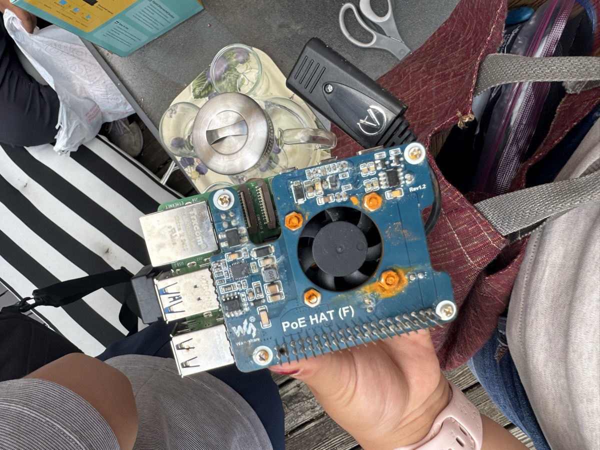 Raspberry Pi with PoE HAT used for acoustic monitoring stations